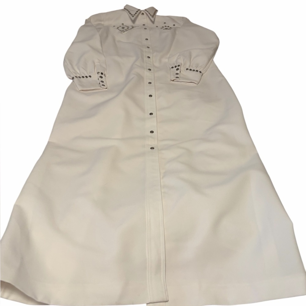 Vintage Sir James Maxi White Western-Style Button-Up Dress -Size 14/Large - Picture 8 of 16